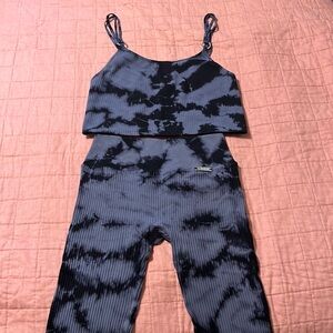 Bombshell sports wear tie dye seamless set in charcoal